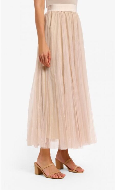 Tutu Tulle Pleated Skirt in Nude