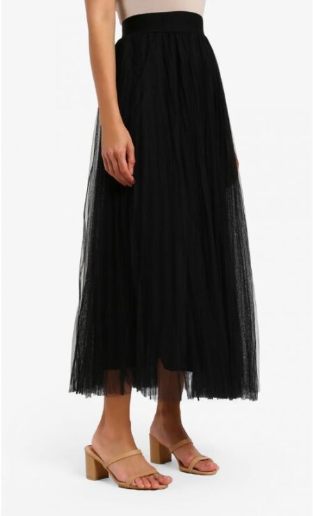 Tutu Tulle Pleated Skirt in Black