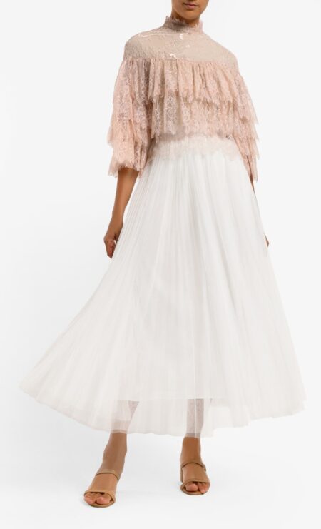 Tutu Tulle Pleated Skirt in White