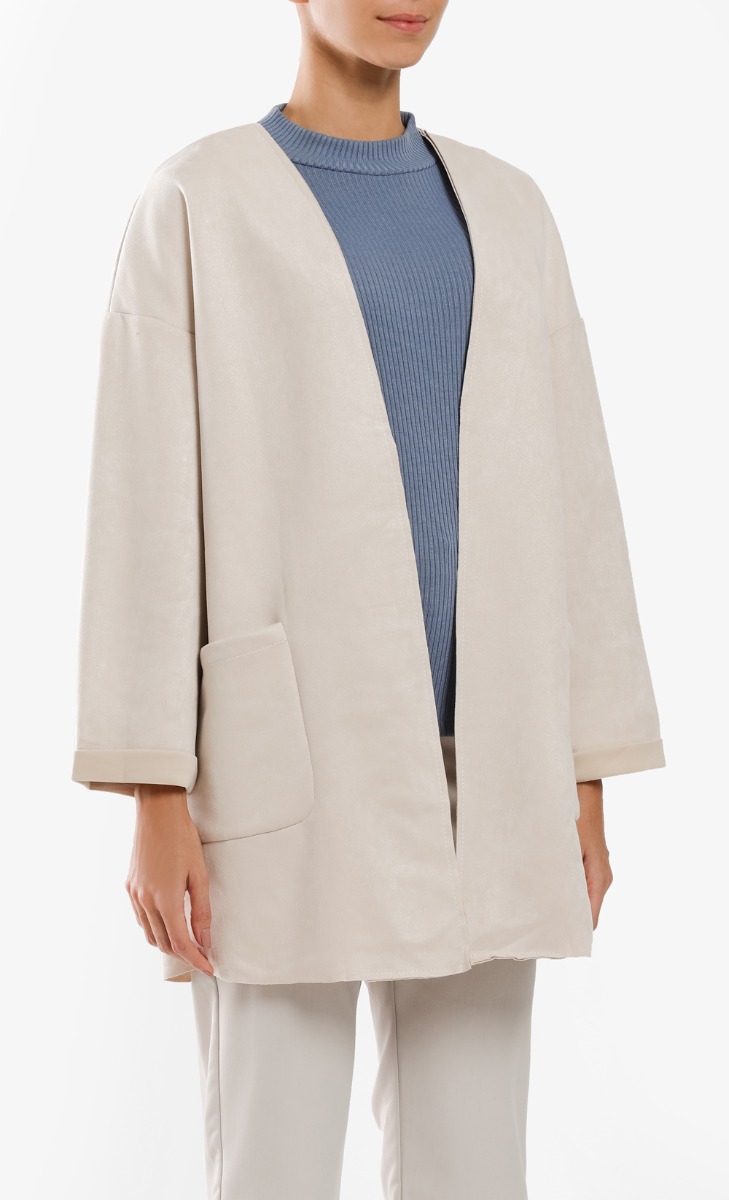 POCKET CARDIGAN IN CREAM (ADDITIONAL DIAMOND DETAILINGS) – AINAHARIZ ...
