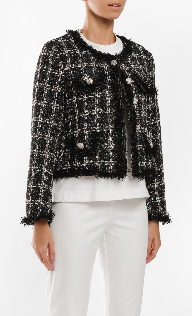 ジャケット・アウター BLACK THEREDTHREAD OVER TWEED ZIP JACKET theredthread S over tweed zip jacket