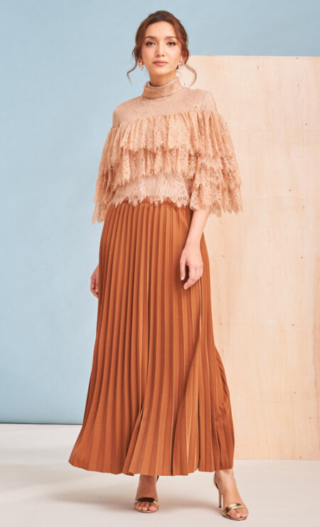 Lace Crop Top in Brown