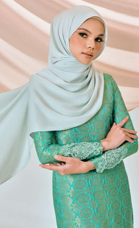 Ainahariz Matte Satin Shawl In Hydrangea Blue