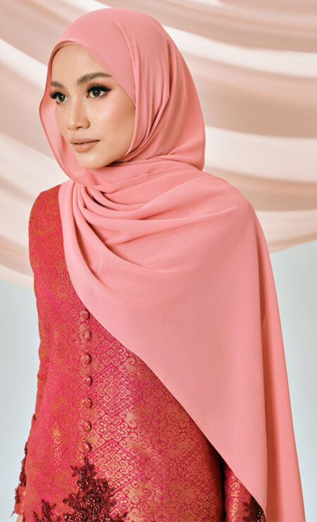 Ainahariz Chiffon Shawl In Salmon Peach