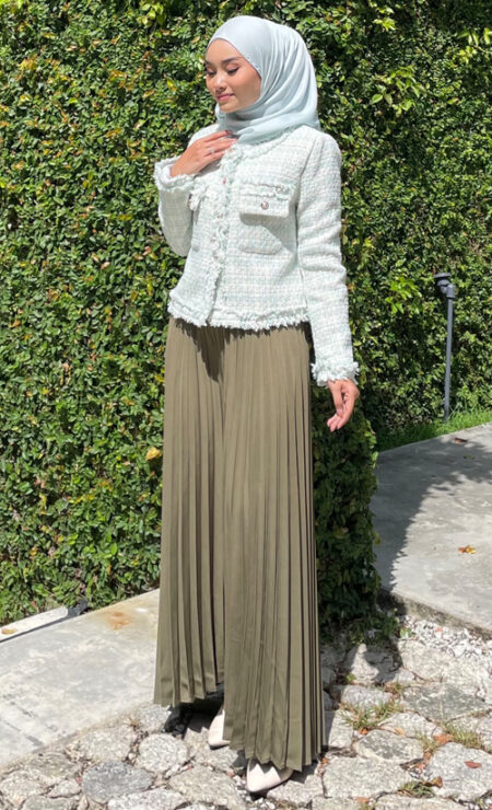 Pleated Palazzo in Army Green