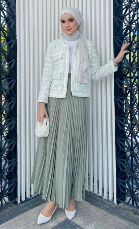 Azura Pleated Skirt In Sage Green