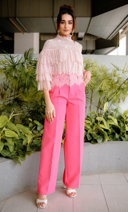 Highwaisted Pant In Shocking Pink