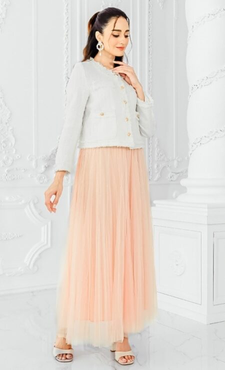 Tutu Tulle Pleated Skirt in Peach