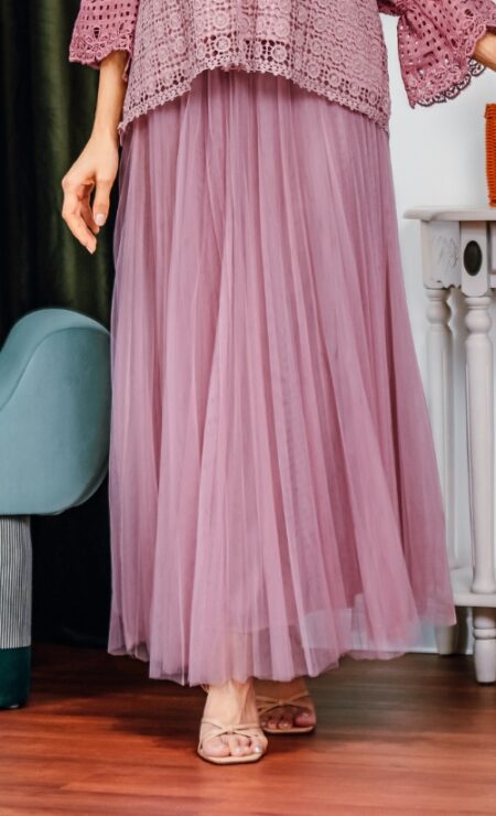 Tutu Tulle Pleated Skirt in Purple Pink