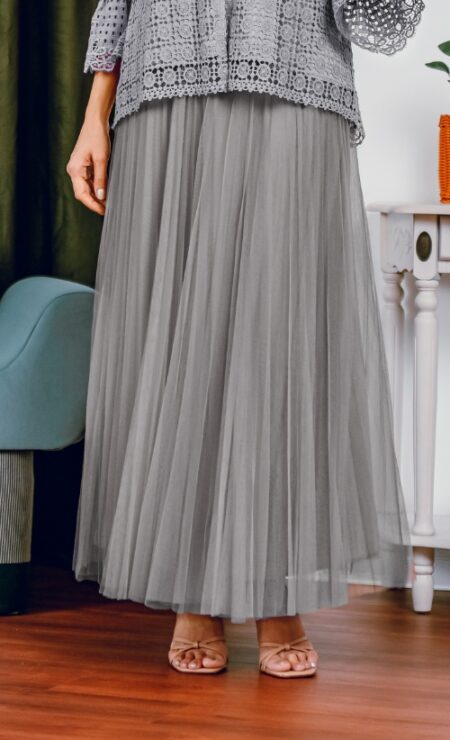 Tutu Tulle Pleated Skirt in Grey