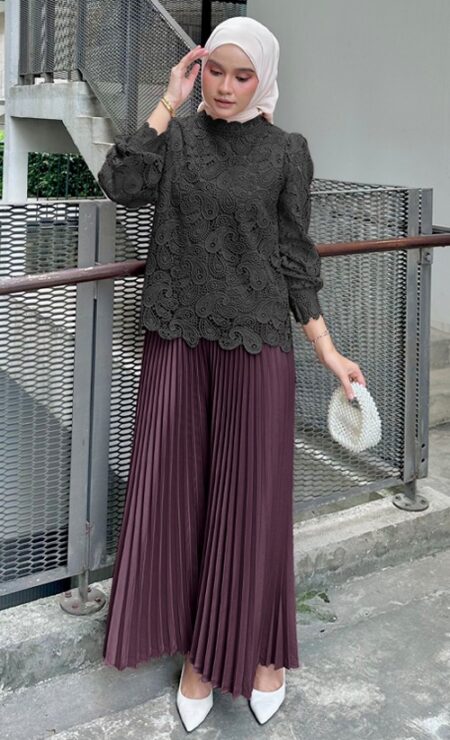 Pleated Palazzo in Burgundy