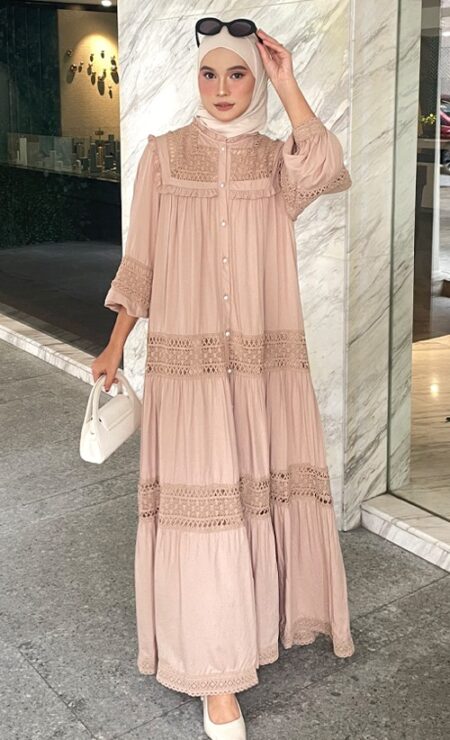 Arden Cotton Dress in Brown Nude