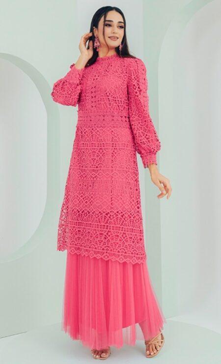 NEW EDITION Lacey Midi Top In Shocking Pink