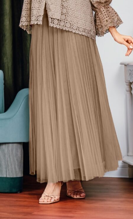 Tutu Tulle Pleated Skirt in Brown