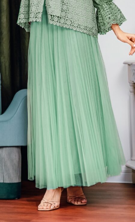 Tutu Tulle Pleated Skirt in Turquoise
