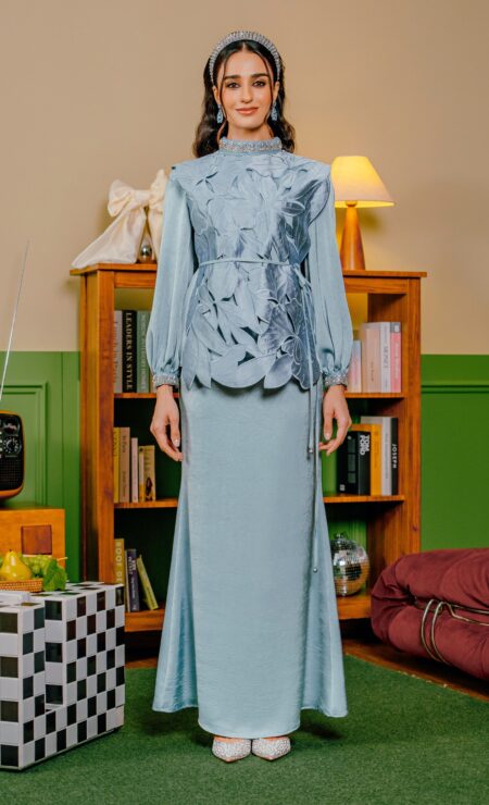 LEBARAN 2025 Stella Vest Kurung in Dusty Blue
