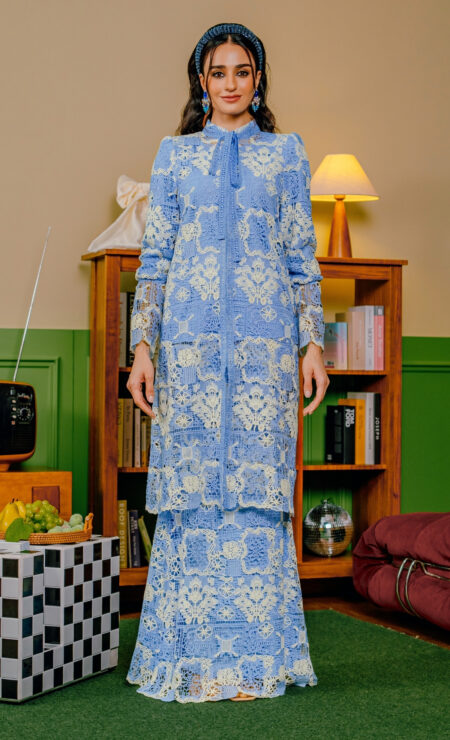 LEBARAN 2025 Aafiyah Lacey Kurung in Cornflower Blue