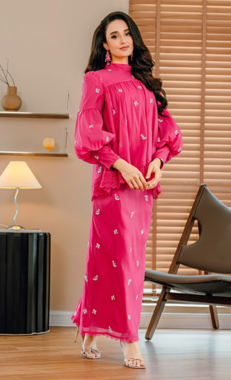 LEBARAN 2025 Nurin Mini Kurung In Shocking Pink