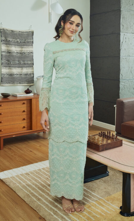 LEBARAN 2025 Medina Kurung In Dusty Green