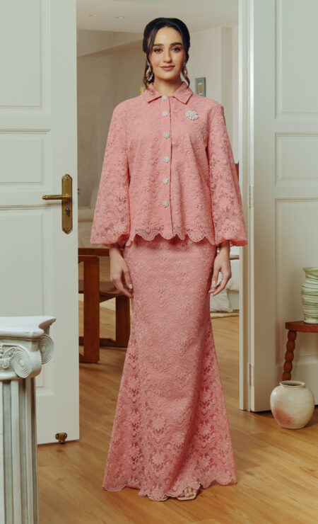 LEBARAN 2025 Ameera Puff Kurung In Salmon Peach