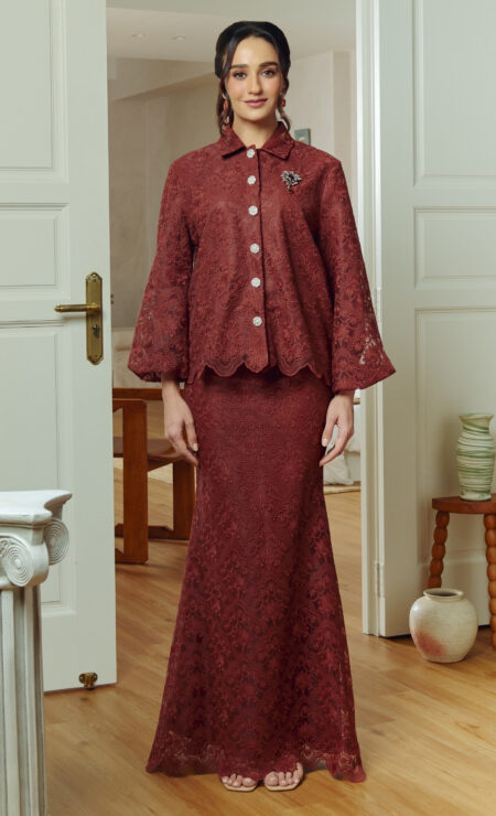LEBARAN 2025 Ameera Puff Kurung In Deep Brown