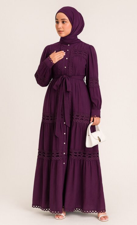 Ivy Cotton Dress in Purple