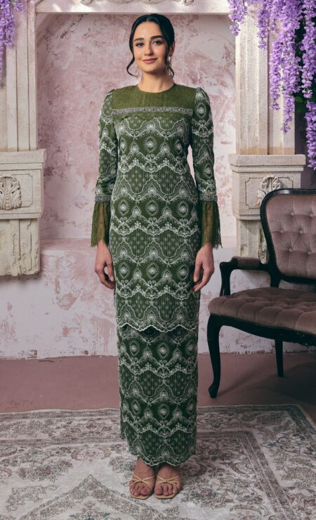 LEBARAN 2025 Medina Kurung In Olive Green
