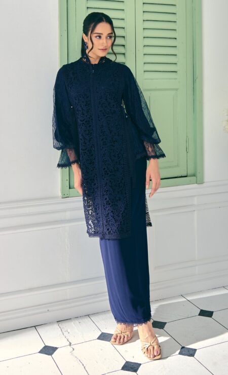 LEBARAN 2025 Indah Vest Kurung in Navy Blue