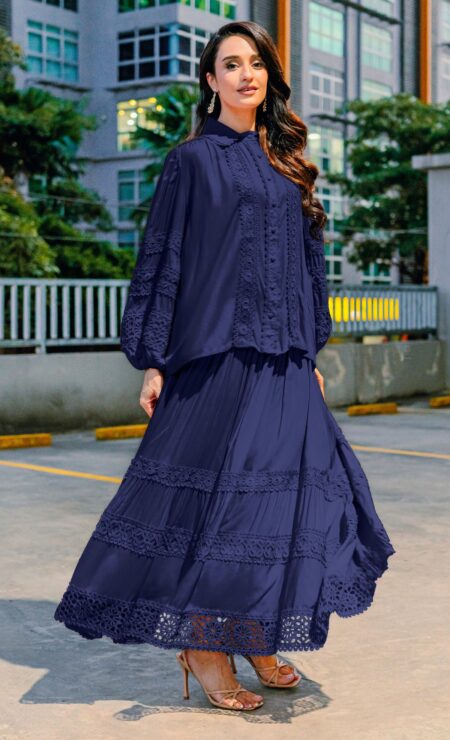 Rosa Cotton Set in Navy Blue