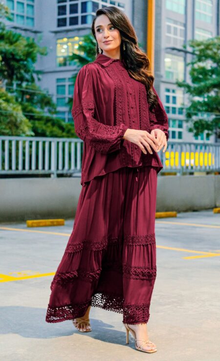 Rosa Cotton Set in Maroon