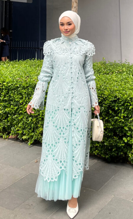 LEBARAN 2025 Butterfly Midi Top In Tiffany Blue