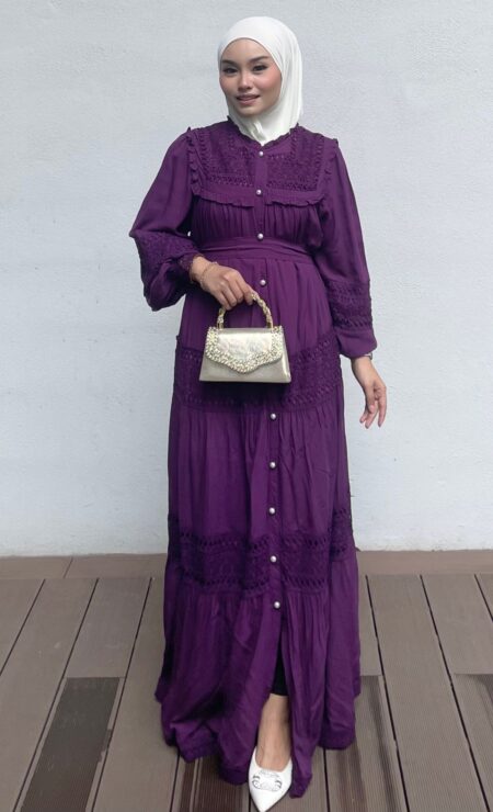 Arden Cotton Dress in Purple