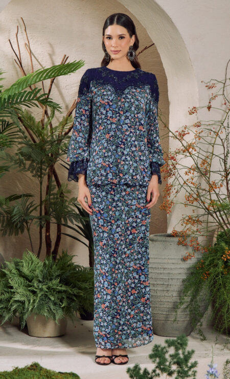 LEBARAN 2026 Amara Mini Kurung in Navy Blue