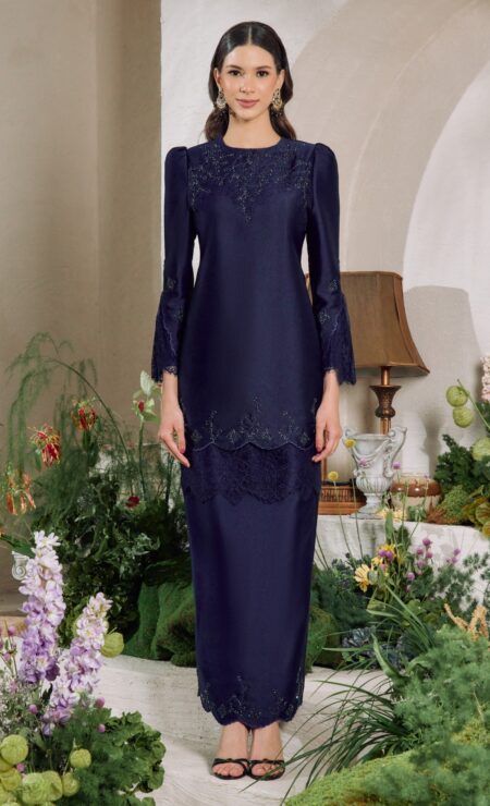 LEBARAN 2026 Aria Kurung In Midnight Blue