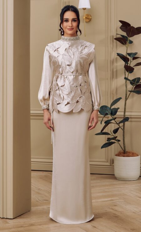 LEBARAN 2025 Stella Vest Kurung in Champagne (Restocked Edition)