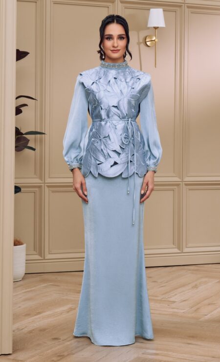 LEBARAN 2025 Stella Vest Kurung in Dusty Blue (Restocked Edition)