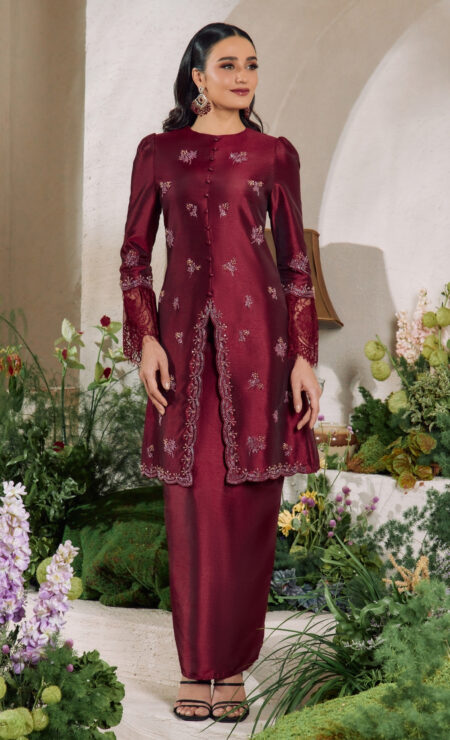 LEBARAN 2026 Elvina Kebaya In Dark Maroon