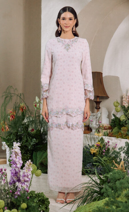 LEBARAN 2026 Anzalna Printed Kurung in Soft Pink
