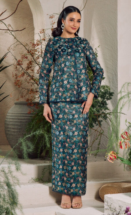 LEBARAN 2026 Alana Mini Kurung In Teal Floral