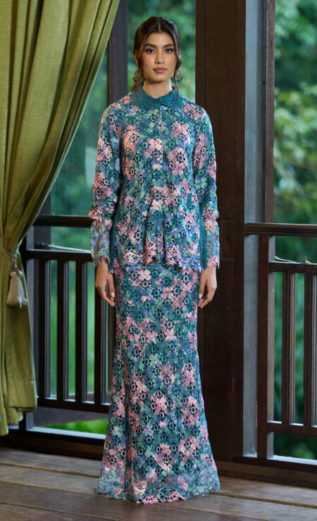 LEBARAN 2026 Ayra Printed Kurung In Teal Green