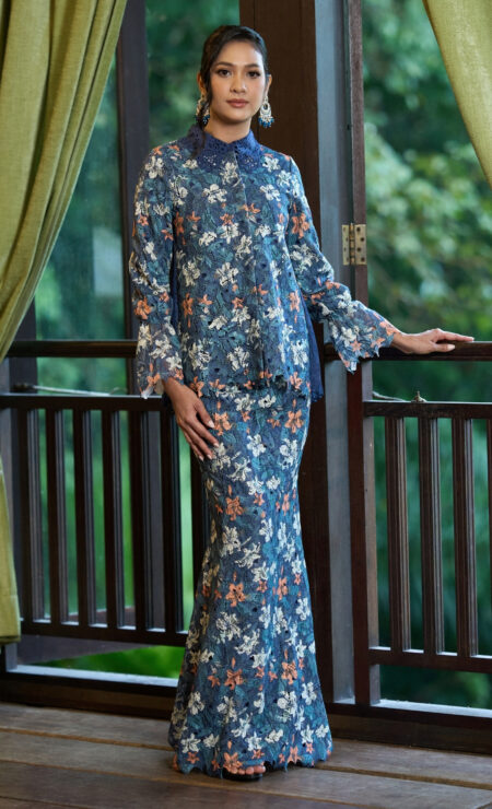 LEBARAN 2026 Ayra Printed Kurung In Dark Blue
