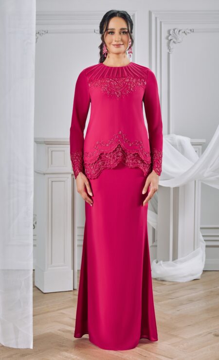 LEBARAN 2026 Jazlyn Mini Kurung in Shocking Pink