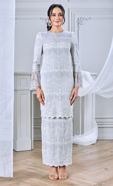 LEBARAN 2026 Medina Kurung In Light Grey