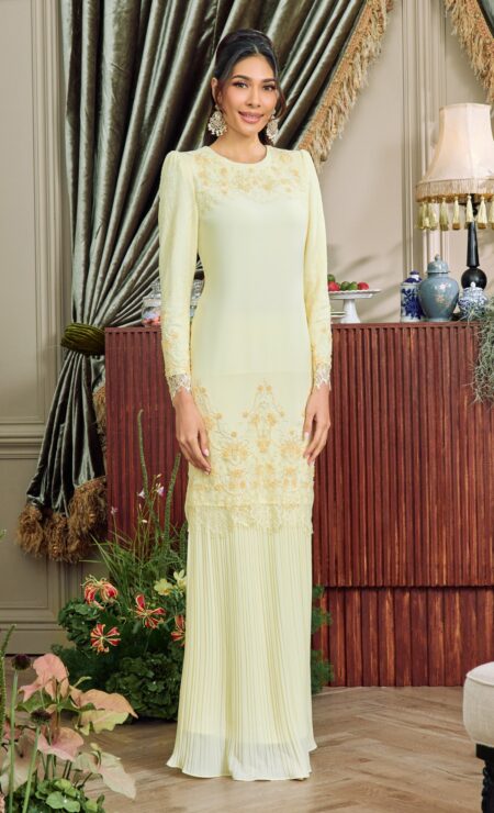 LEBARAN 2026 Layla Kurung in Soft Yellow