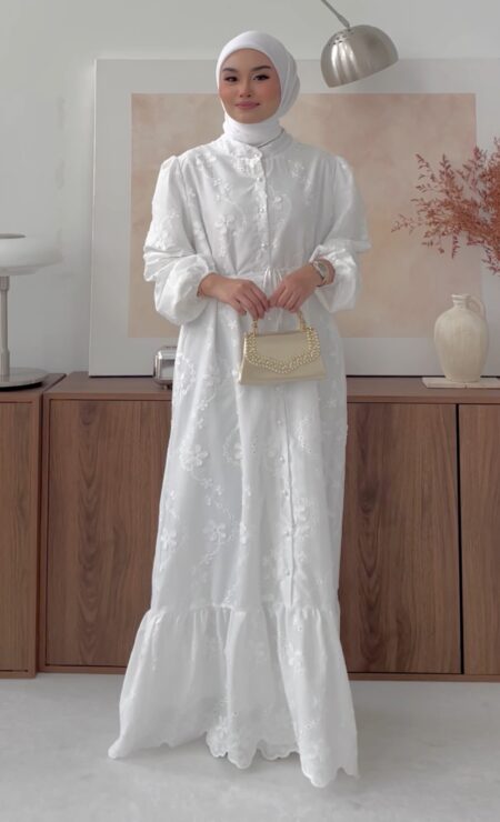 Clary Cotton Dress in White