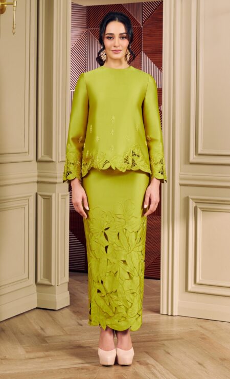 LEBARAN 2026 Zahra Kurung In Olive Mustard