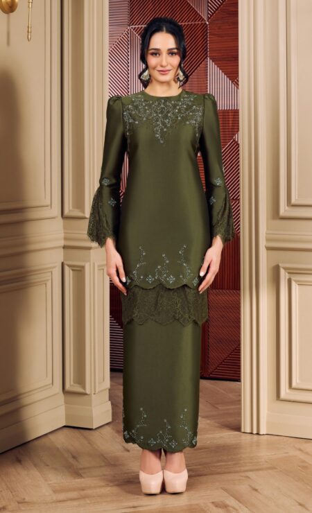 LEBARAN 2026 Aria Kurung In Olive Green