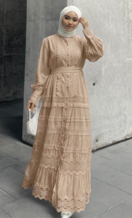 Olivia Cotton Dress in Nude